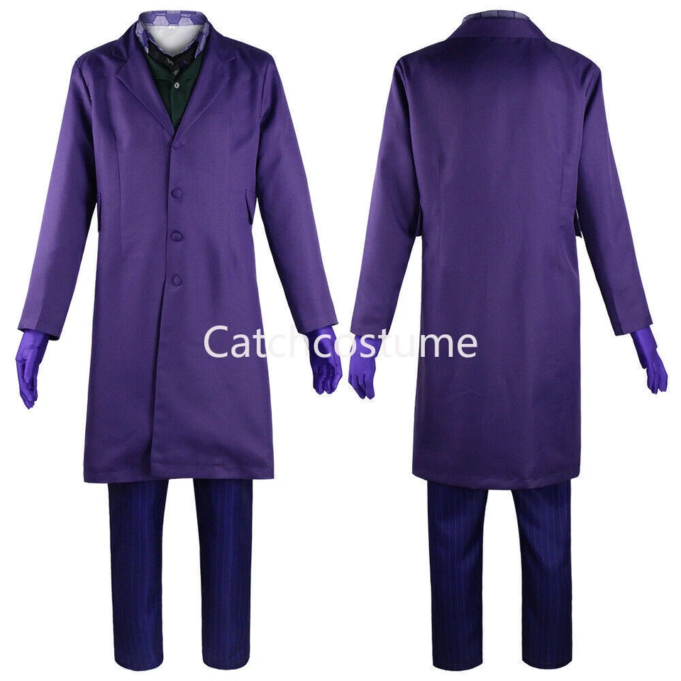 蝙蝠侠黑暗骑士小丑角色扮演服装男式万圣节派对花式服装 — 第 3/4 张图片