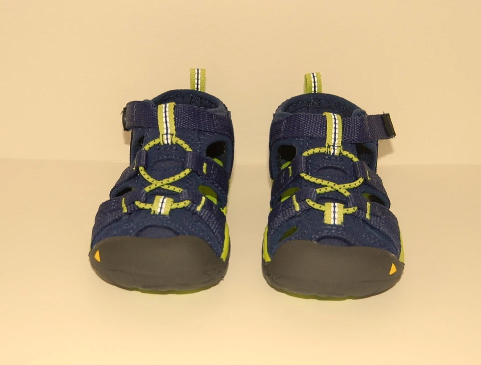Keen Sandals 4 Seacamp Blue Lime Green NIB Shoes Toddler Hook & Loop Covered Toe - Image 3 of 4