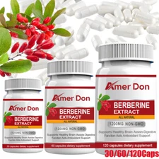 Berberine HCl 1200mg High Potency Supplement Blood Sugar Support 30/60/120 Pills