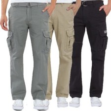 Herren Cargo Hose  100% Baumwolle Freizeithose Loose Fit Arbeitshose Regulär Fit