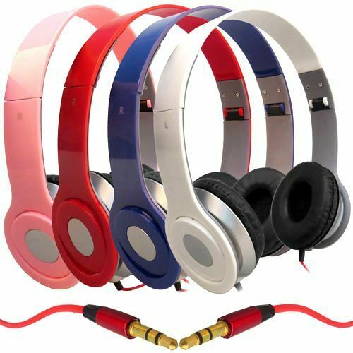CUFFIE PIEGHEVOLI CON FILO JACK 3,5 MM SMARTPHONE AURICOLARE 3 COLORI | eBay