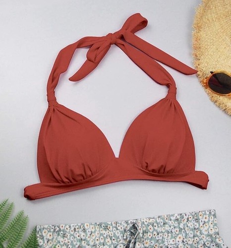 Halter grande de lunares con patrón de cuadros retro de los años 50 moldeado almohadillas suaves vintage para mujer - Imagen 1 de 6