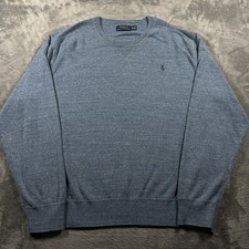Polo Ralph Lauren Sweater Mens XL Heather Blue Tight Knit Pony Logo Winter Wear
