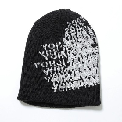 Yohji Yamamoto Y-3 Graphic Beanie KD0181 Herren Strickmütze Wollmischung, SCH...