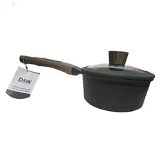 D&W Saucepan Casserole Pot NonStick With Lid 7 inch  Small StockPot 1.9 Qt Gray