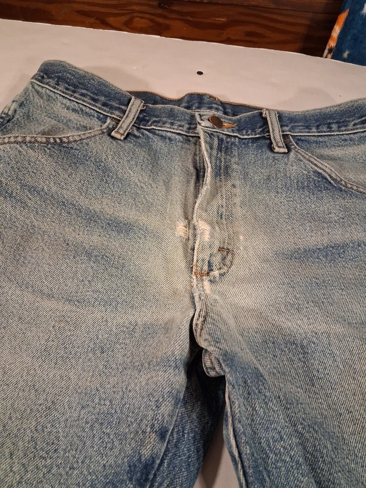 Vintage Rustler Jeans Distressed Ripped Faded Mens Denim Sz 32x30 - Image 3 of 4