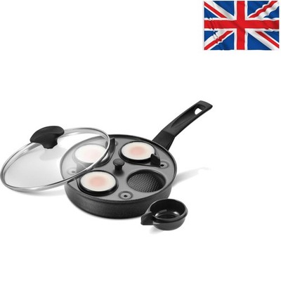 All-in-One 20cm Antihaft Eierpochierer mit Glasdeckel - Backofen und Induktionsgeeignet