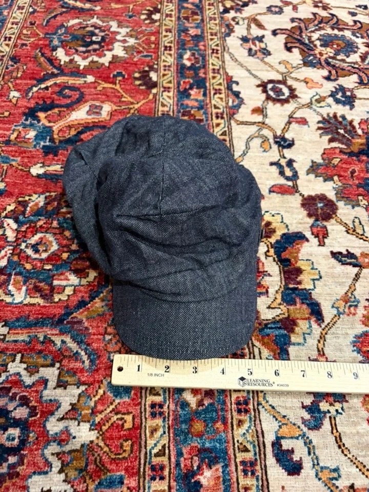 Diesel Italia Lana Espiga Gorra de Newsboy Azul Gris Tweed Militar Sombrero Foto 2 de 4