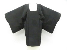 JAPANESE KIMONO MICHIYUKI COAT BLACK 86.5cm 2 ft 10 in PURE SILK AA7948