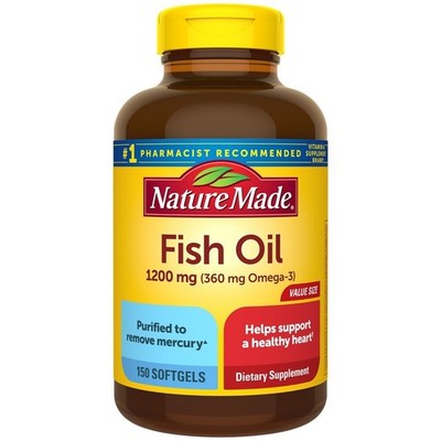 Nature Made Fish Oil Supplements 1200 mg, Omega 3 Supplements for Healthy Heart 