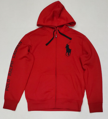 Polo RalphLauren|HOOD/ZIP-UP (710766778008) Polo Ralph Lauren Red w/Black Big Pony Zip Up Hoodie(710778