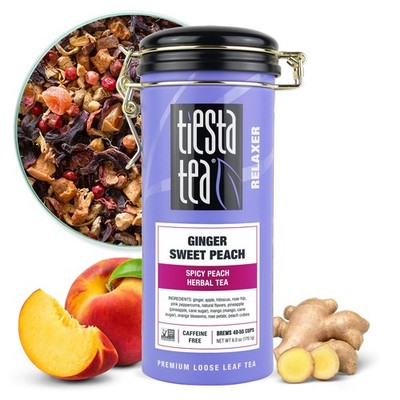 Tiesta Tea - Ginger Sweet Peach, Loose Tin - 50 Cups, Peach 