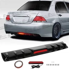 Glossing Black Rear Bumper Diffuser Lip w/LED Brake Lights For Mitsubishi Lancer