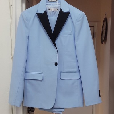 Light Blue Peak Lapel Men's Pant Suit 3 Piece Size 12Y.