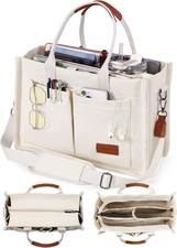 Canvas Tote Bag for Women with Zipper Closure  Individual Compartments for Work