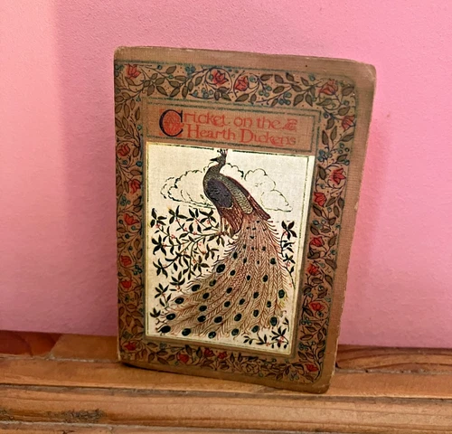 Vintage miniature book Charles Dickens Cricket on the Hearth PEACOCK Art Nouveau