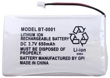 Uniden BBTY0531001-1 BT-0001 3.7V 650mAh Li-ion Battery for DMX DCX