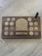 Continental statesman coin award plaque pen holder