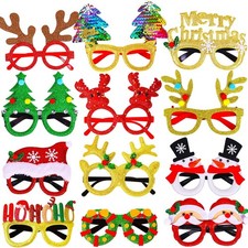 Christmas Glasses Glitter Party Frames 12 Pack
