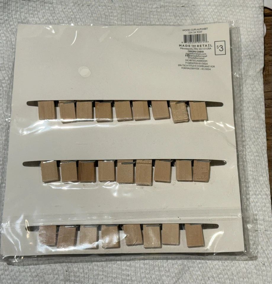 Target ALPHABET WOOD CLIPS 26-ct A to Z 1.75” Clothespins w/COLOREF .5” Letters - Image 2 of 4