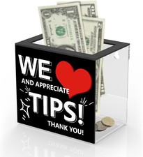 Tip Jar for Bartender Acrylic Tip Box for Money Suggestion Box Donation Jar Box