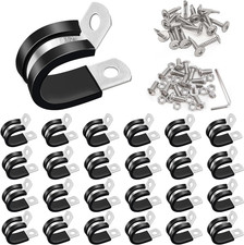 50PCS 1/2 Inch Cable Clamps 304 Stainless Steel Rubber Cushion Insulated Wire Cl