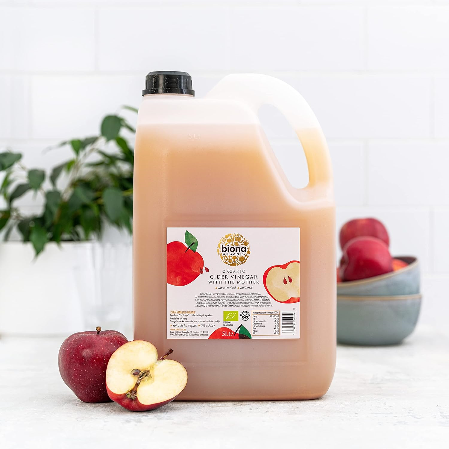 Biona Organic Apple Cider Vinegar with Mother 5 L, 5 Percent Acidity