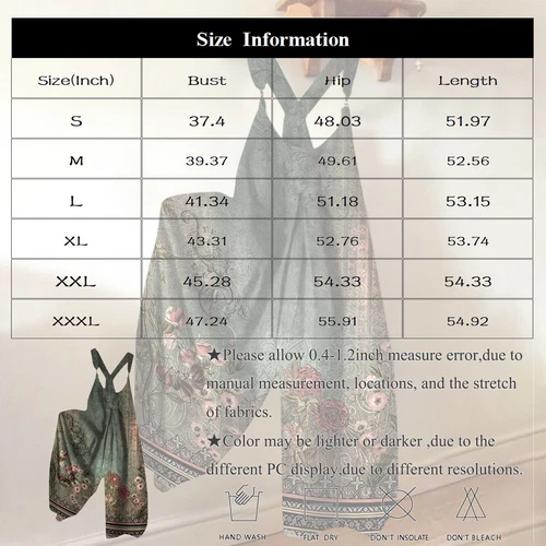 Women's Floral Jumpsuit Baggy Dungaree Ladies Summer Romper Playsuit Overalls - Picture 19 of 48