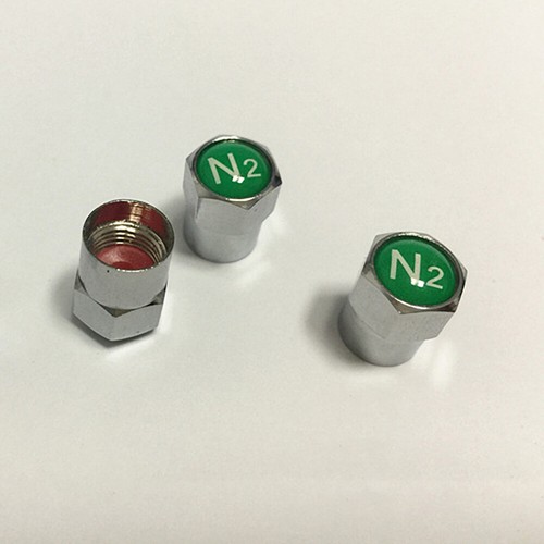 4PCS NITROGEN N2 Car Wheel Tire Valve Stem Caps Chrome Plating O-ring Sealed - Picture 10 of 12