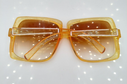 Vintage Amber Brown Square Oversized Sunglasses Korea FRAMES ONLY - Picture 7 of 7