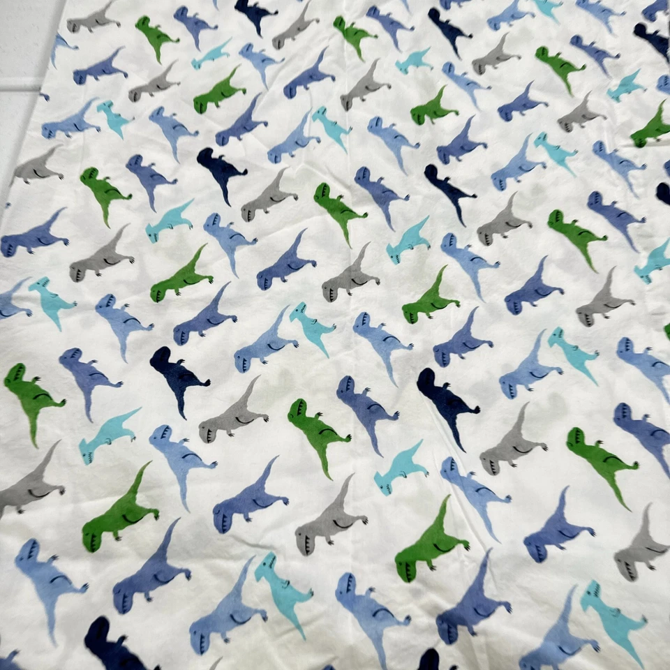 cerámica granero niños sábana plana gemelos dinosaurios verde azul algodón orgánico Foto 3 de 4