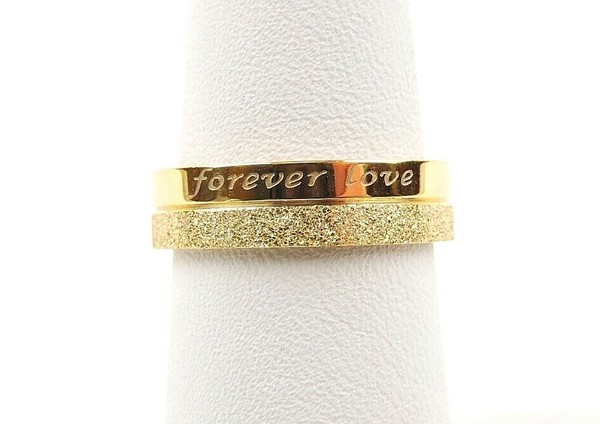 Alternate view of Gold Plated Engraved "forever Love" Comfort Fit Band Ring