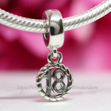 Authentic Pandora Sterling Silver 18th Birthday Charm 790495