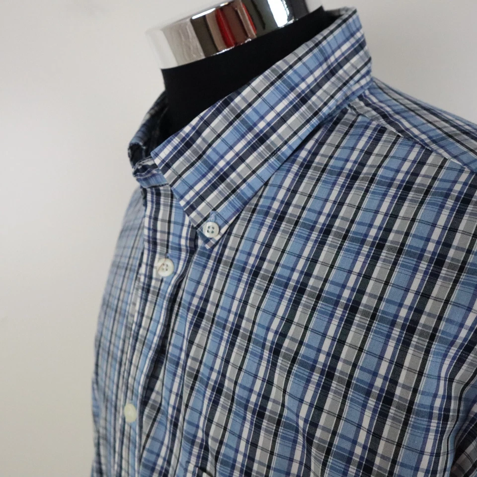 Consensus Shirt Mens XL Performance Pocket Button Down Blue Plaid Long Sleeve - Image 2 of 4