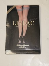 Honey Birdette Linda C Blue Bell Striped Luxury Thigh High Stay Ups size M new