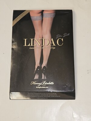Honey Birdette Linda C Blue Bell Striped Luxury Thigh High Stay Ups size S new