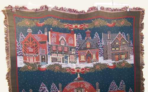 Dickens Village Series Cotton Throw 3rd in Series Goodwin Weavers Dept 56 USA - Picture 5 of 9