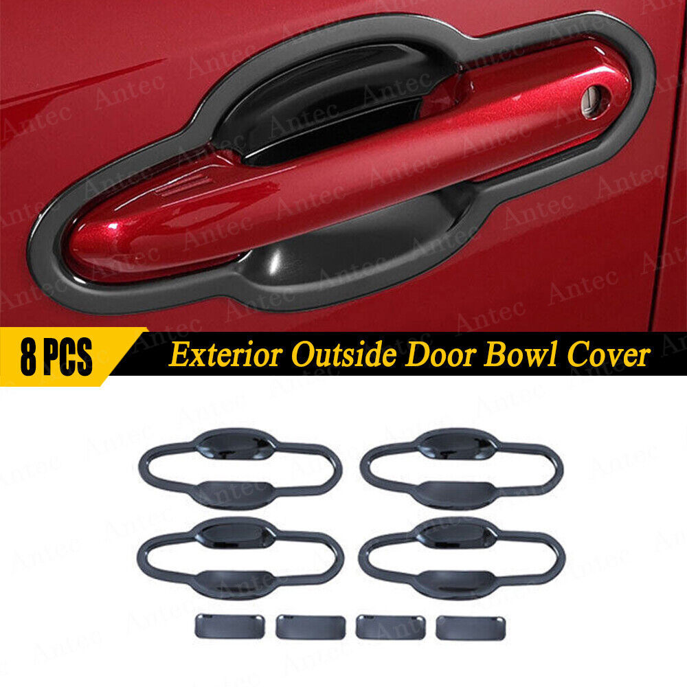 Gloss Black Door Handle Bowl Cover Trim Accessories Fit For Toyota RAV4 2019-22