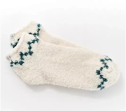 Barefoot Dreams CozyChic Vail Ankle Socks Cream/RivrGreen,One Size A656340