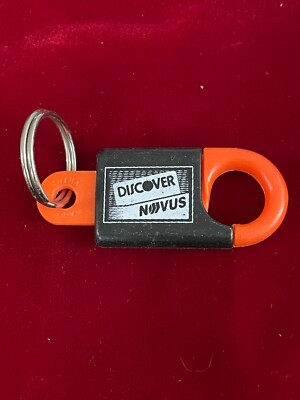 Novus Discover Orange & Black Plastic Advertising Keyring Push Release Belt Hook