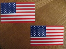 LOT OF 2 AMERICAN FLAG USA VINYL SCRAPBK STICKERS 4TH OF JULY PATRIOTIC 5"x 3"