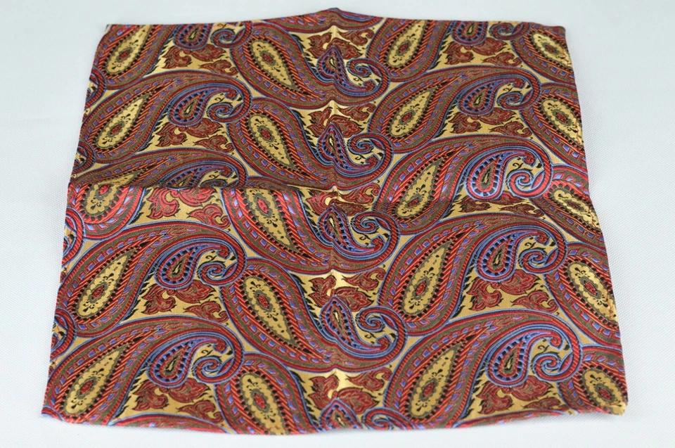 Lord R Colton Masterworks Pocket Square - Autumn Gold & Red Silk - $75 New - Image 2 of 3