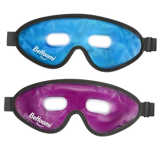 Cooling Eye Mask, Gel Eye Mask Cold Compress for Eyes, Reusable Purple & Blue-image