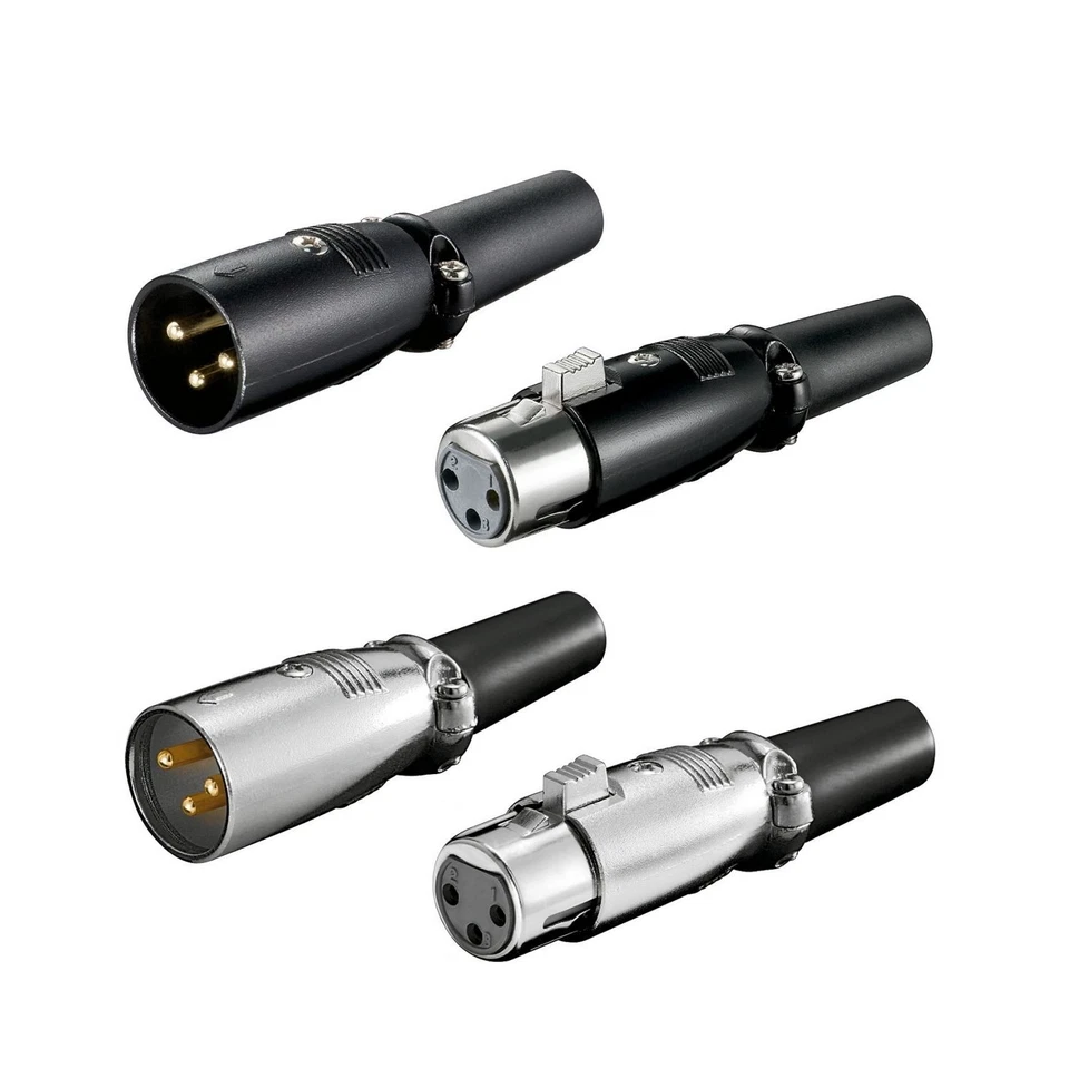 Hochwertige XLR Metall 3 Pin Kupplung Stecker Buchse geschraubte Zugentlastung