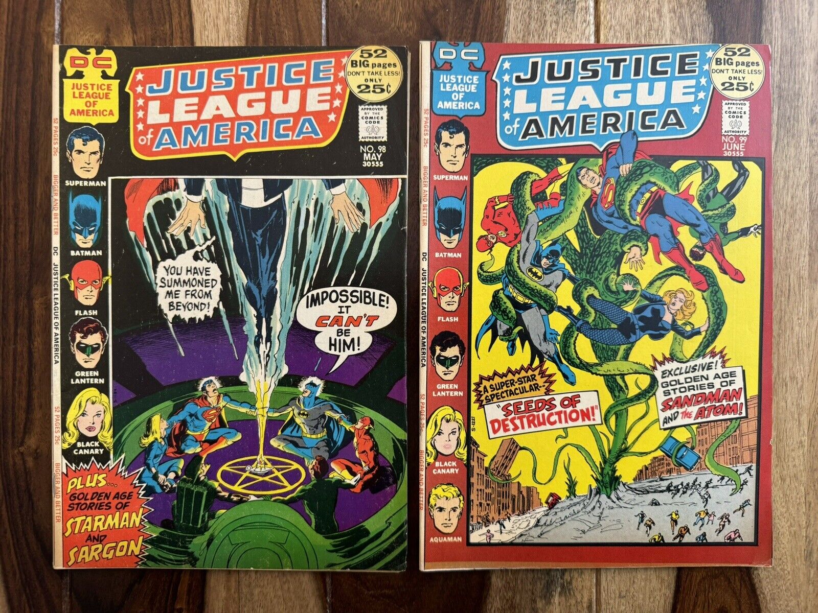 JUSTICE LEAGUE OF AMERICA #98-#99-TWO BOOK SET-1ST APPEARANCE BUR-SED-NEAL ADAMS