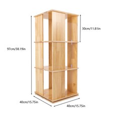 3 Tiers 360 Rotating Bookshelf Display Floor Standing Wood Bookcase Storage Rack