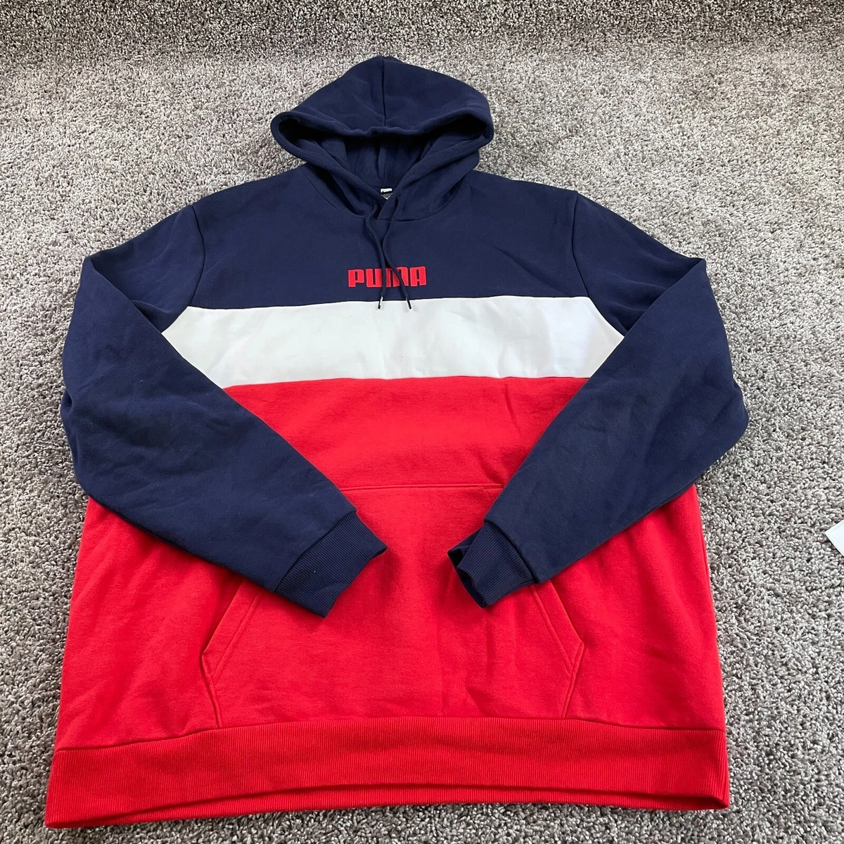 Puma sweatshirt red white best sale blue