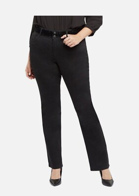 NWT NYDJ Not Your Daughters Jeans Black Velvet Waist Marilyn Straight Pants 26W