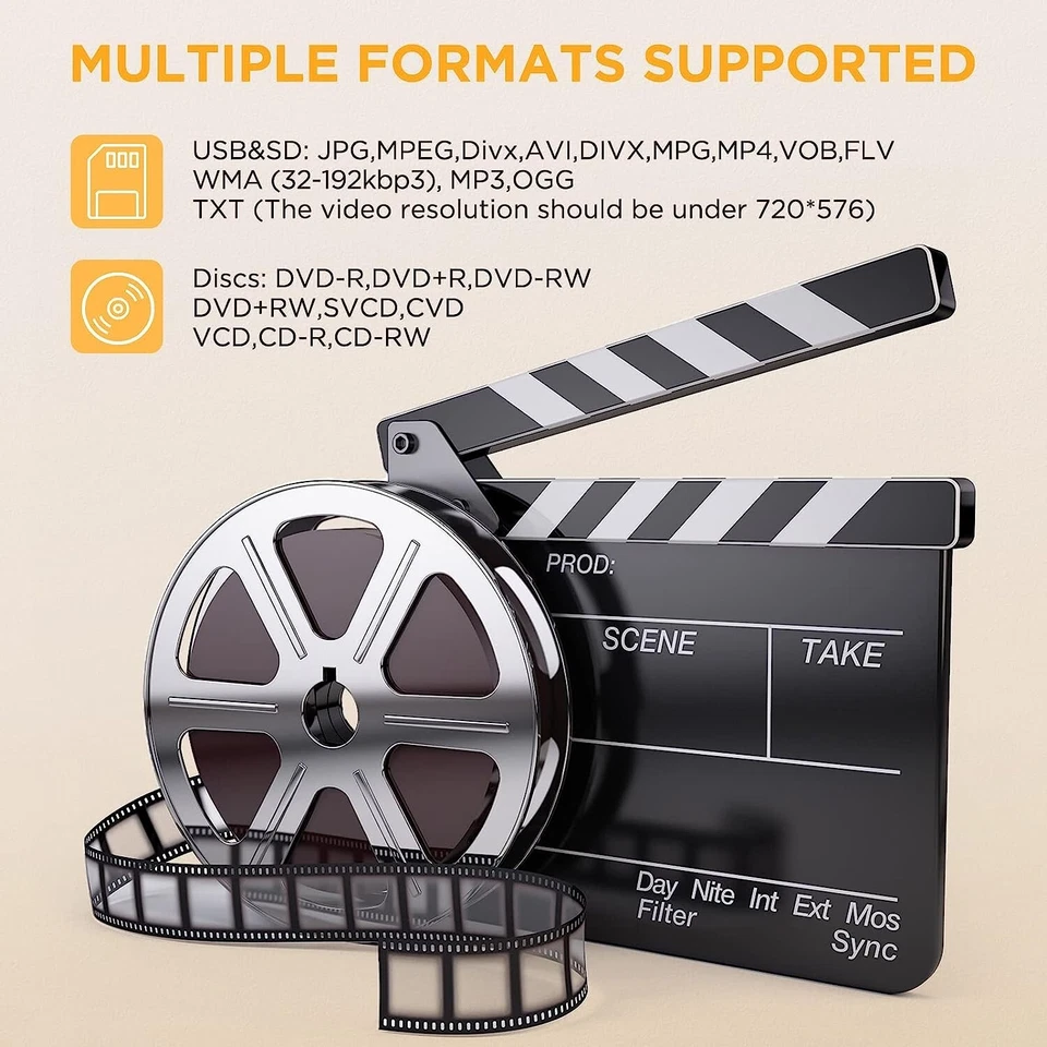 DBPOWER 16.9" Portable DVD Player 14.1" HD Swivel Screen Rechargeable Vedio TV - Image 2 of 4