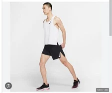 NEW NIKE MENS L LARGE AEROSWIFT RUNNING SHORTS 4" 2in1 BLACK WHITE CJ7840 010